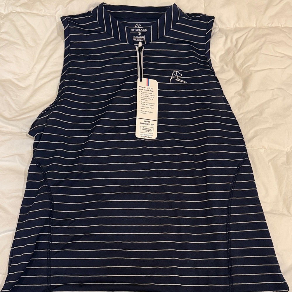 Back Navy Striped Sleeveless golf Top